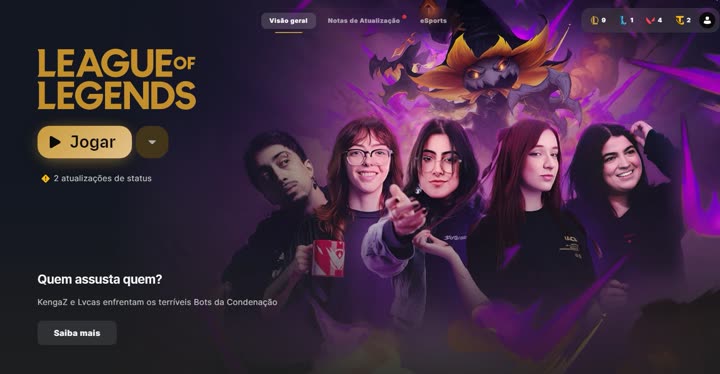 Banner no client do League of Legends com a Steph, as KengaZ e o Lucas: Quem assusta quem?