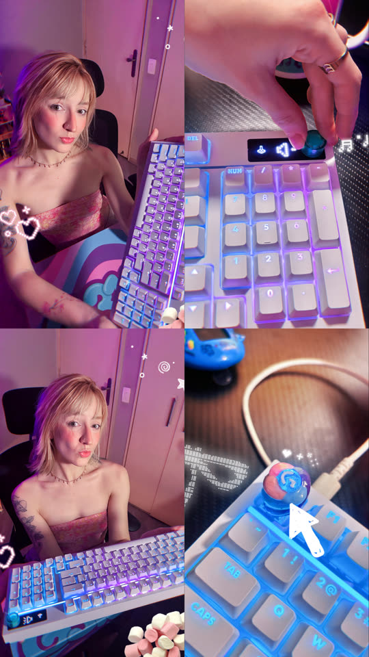 Steph com a caixa Logimellow do teclado Logitech G316x